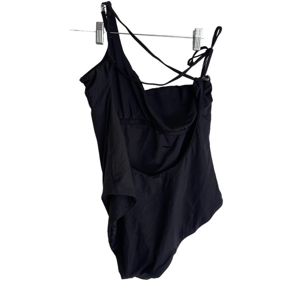 Becca Black One Shoulder One Piece Black Swimsuit Size XL NWOT - Picture 3 of 9